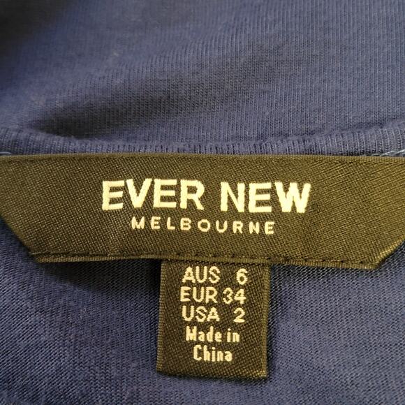 Ever New Blue Knit Top Womens Sz‎ 2 Cap Sleeve Minimalist Capsule Staple Basic - Picture 5 of 6